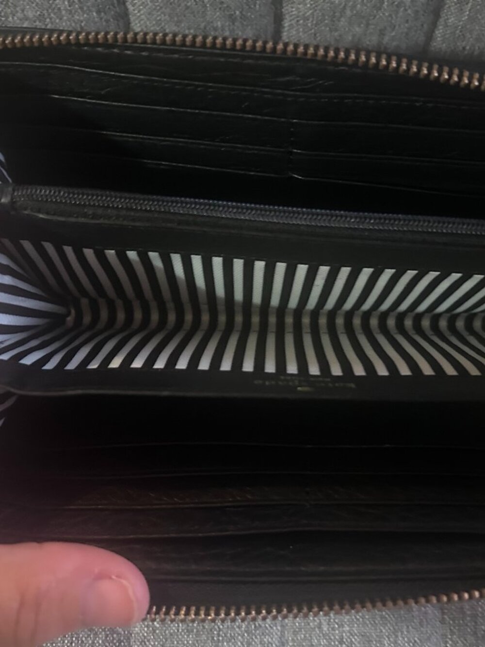 KATE SPADE Black Pebbled Leather Continental Zip-Around Wallet